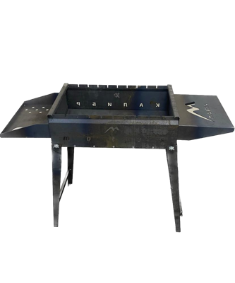 Сборно-разборный мангал Калибр с боковыми полками, стенка 2 мм