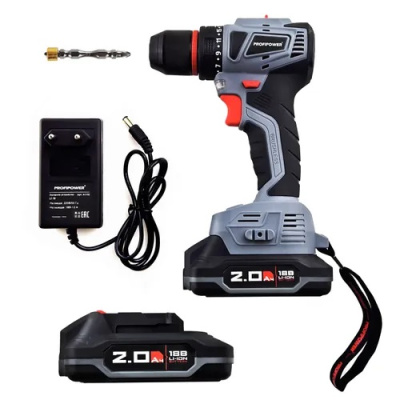 Аккумуляторный бесщеточный шуруповерт ProfiPower MKBL-18B (18В,Li-ion-2шт,2.0Ач,40Нм,З/У, 0,8-10мм,магнитная бита, в кейсе)